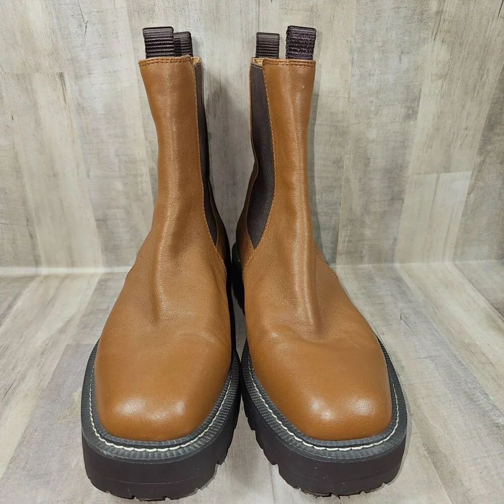 Sam Edelman Laguna Womans Size 9.5M Lug Sole Chelsea Leather Boots Booties - Picture 2 of 8